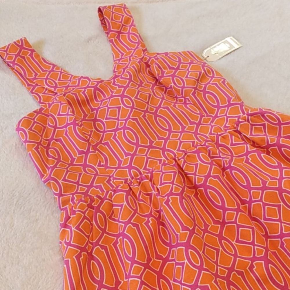 NWT MudPie Pink & Orange Open Back Charlotte Dress - Picture 2 of 10
